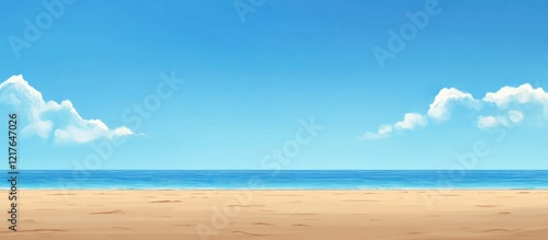 Wallpaper Mural Serene beach landscape featuring clear blue sky and ocean horizon ideal for text overlay and design projects Torontodigital.ca