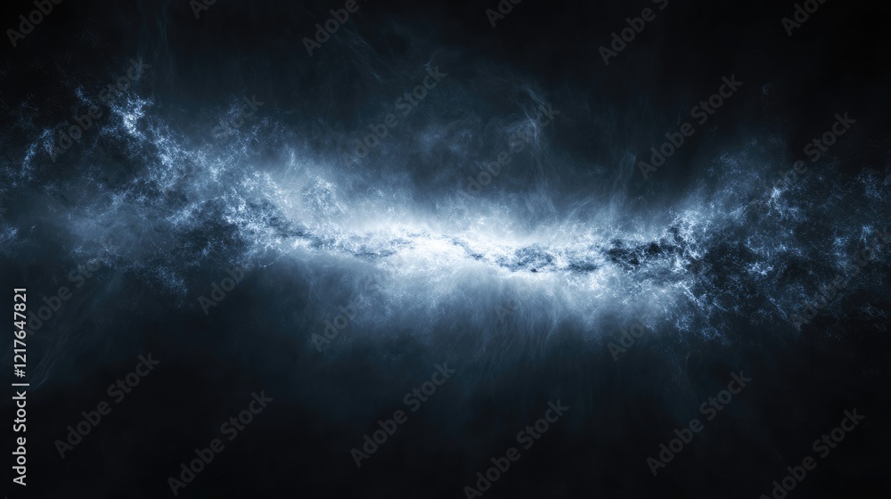 Abstract cosmic background with swirling blue and white gas clouds in dark space, ideal for deep space themes and copy space available. Abstract cosmic background with swirling blue and white gas clouds in dark space, ideal for deep space themes and copy space available.