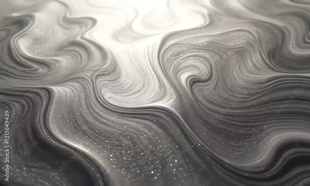 Abstract gray swirling texture with light highlights and sparkling accents Abstract gray swirling texture with light highlights and sparkling accents
