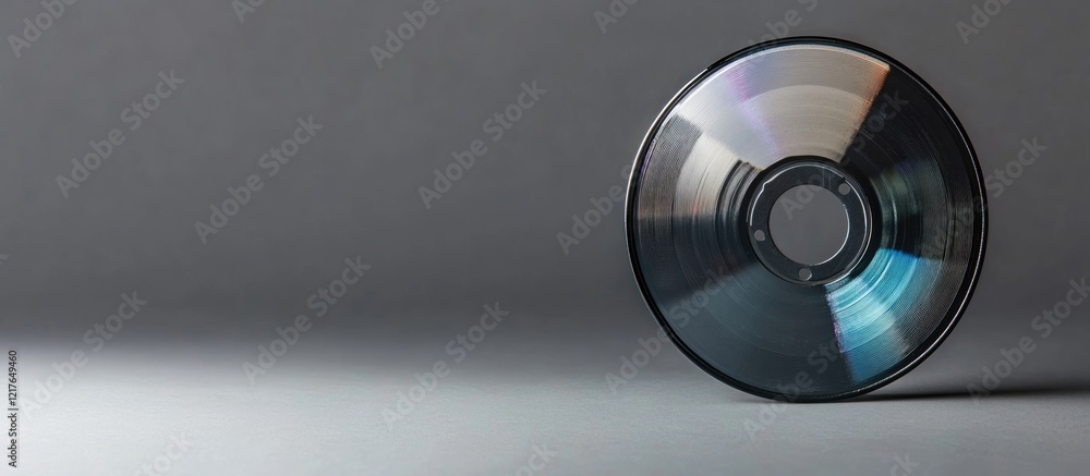 CD on a gray background with soft shadows and copy space for text placement. CD on a gray background with soft shadows and copy space for text placement.
