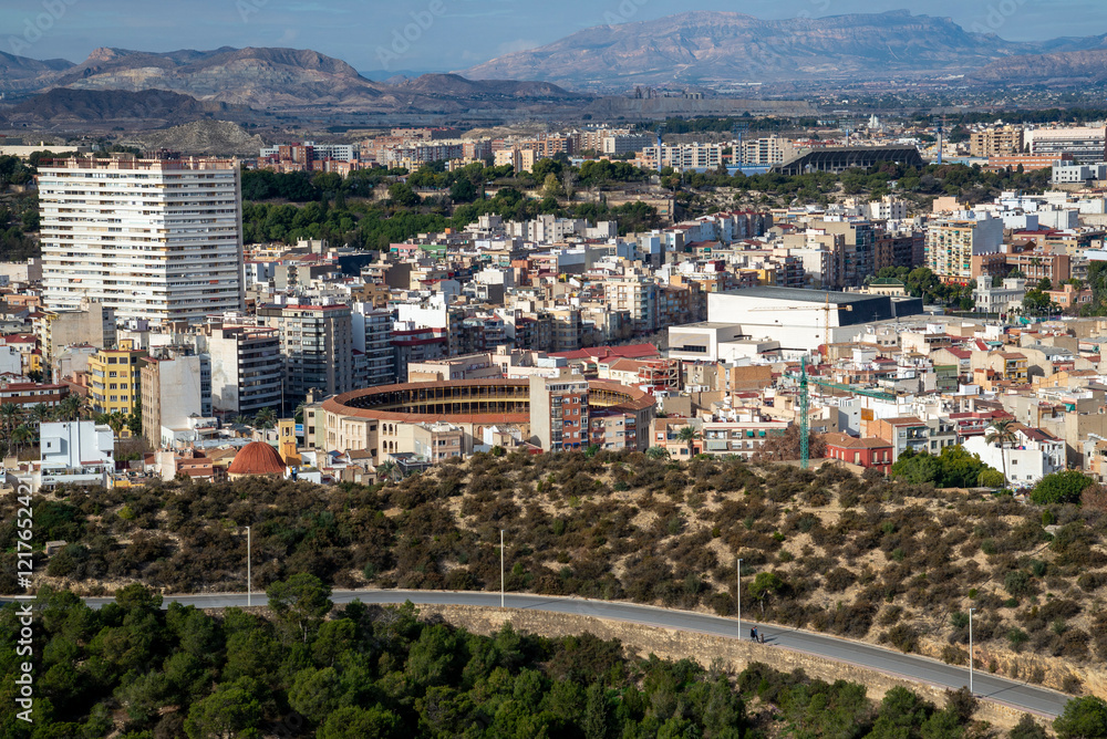 Fototapeta premium aerial view of Alicante, Spain at sunset 
