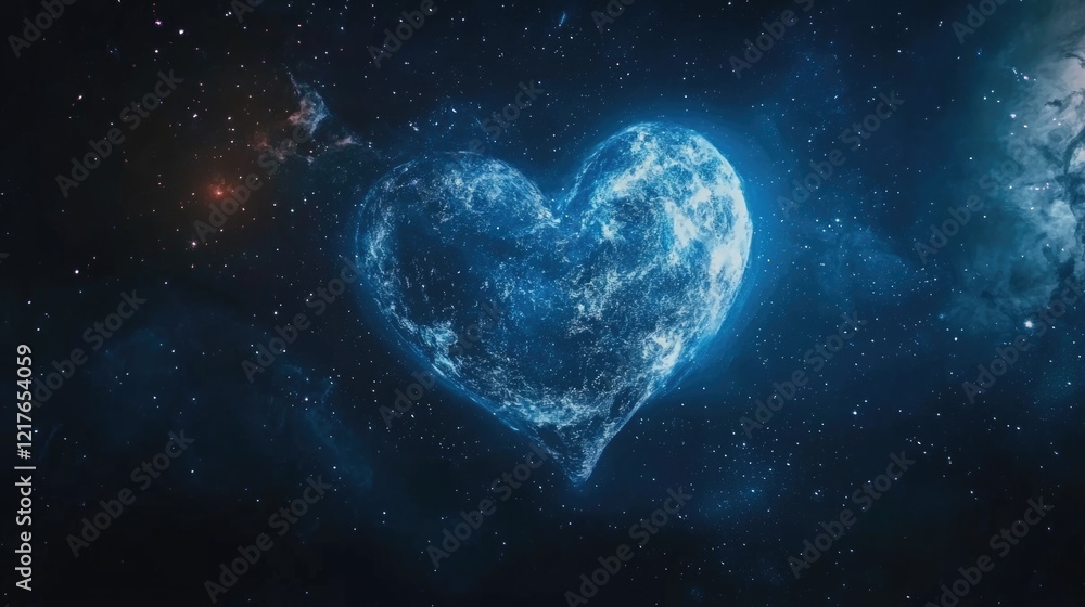 Heart-shaped nebula in a cosmic landscape symbolizing love and adventure in the depths of space. Heart-shaped nebula in a cosmic landscape symbolizing love and adventure in the depths of space.