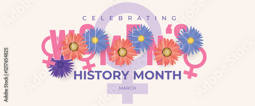Women's History Month Celebration Banner. Womens History Month Background. Women's Contributions To Events In History and Contemporary Society Abstract Illustration Design
