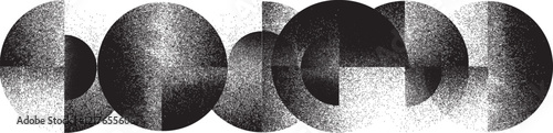 Sprayed black half circles composition .Graffiti art design . Noise textured semi circles . Spray effect .Grunge texture .Art design forms.Distressed element .Rough roller paint semicircles .Vector  