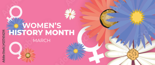 Women's History Month Celebration Banner. Womens History Month Background. Women's Contributions To Events In History and Contemporary Society Abstract Illustration Design