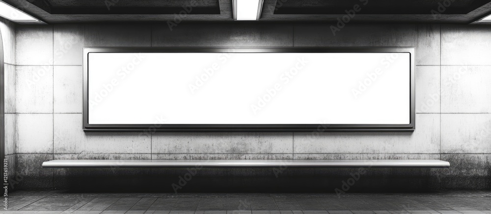 Subway Blank Advertising Billboard with Copyspace for Text in Urban Underground Setting Subway Blank Advertising Billboard with Copyspace for Text in Urban Underground Setting