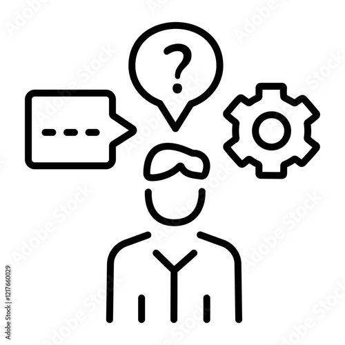 Decision making character icon in line style 