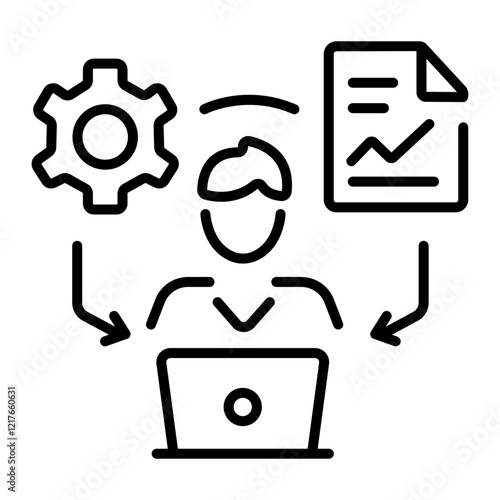 A character doing remote work icon in linear style 