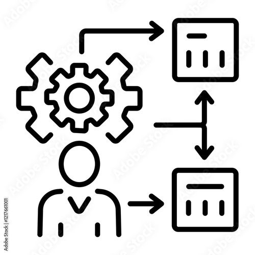 Employee workflow icon in linear style