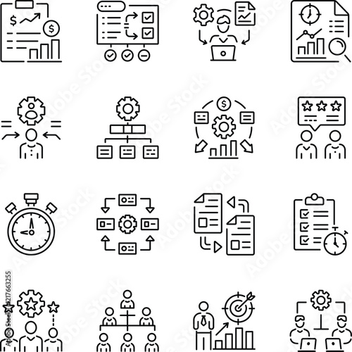 Set of Linear Style Data Management Icons  

