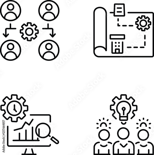 Pack of Employee and Business Management Linear Icons 