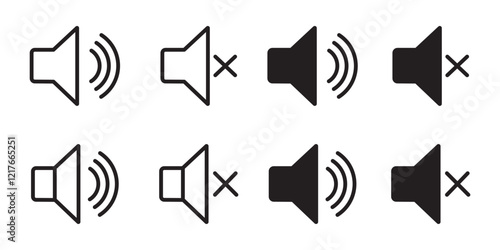 Sound volume icons set with different signal levels. Sound icon, volume symbol, speaker sign, Аn icon that increases and reduces the sound. icon vector. sound symbol.