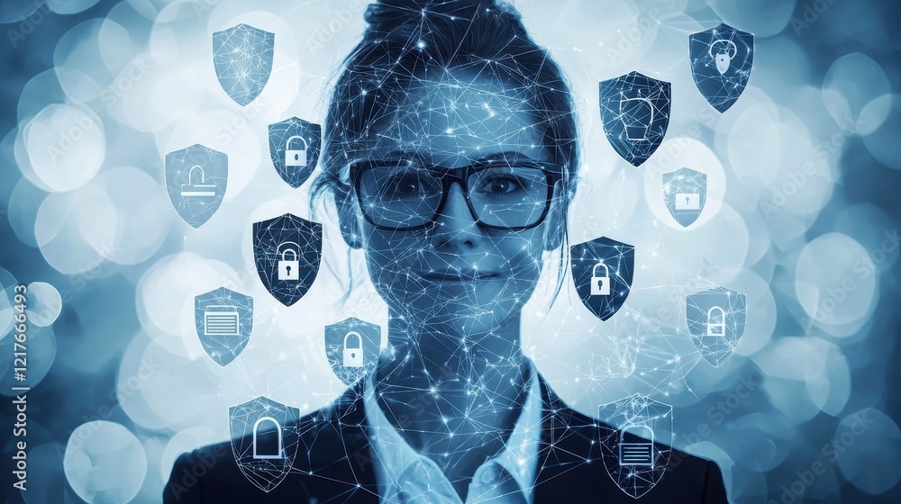 Modern Corporate Environment Business Professional Embracing Cloud Security and Cybersecurity Modern Corporate Environment Business Professional Embracing Cloud Security and Cybersecurity