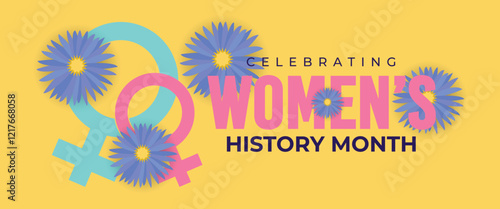 Women's History Month Celebration Banner. Womens History Month Background. Women's Contributions To Events In History and Contemporary Society Abstract Illustration Design