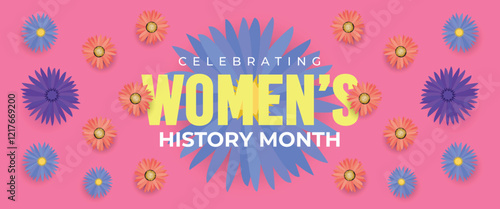 Women's History Month Celebration Banner. Womens History Month Background. Women's Contributions To Events In History and Contemporary Society Abstract Illustration Design