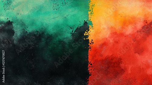 Soft Focus Watercolor Background with Pan African Flag Colors for Cultural and Social Media Use photo