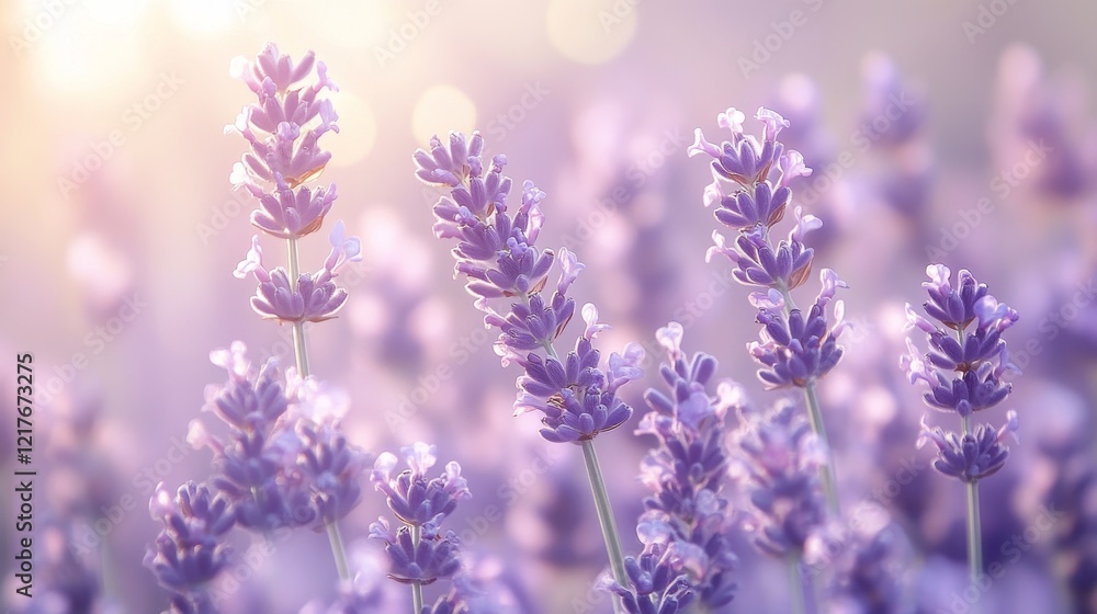 Fototapeta premium Lavender Flowers in Soft Sunlight Close-Up
