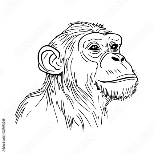 modern black and white vector illustration of a monkey in a naturalistic style