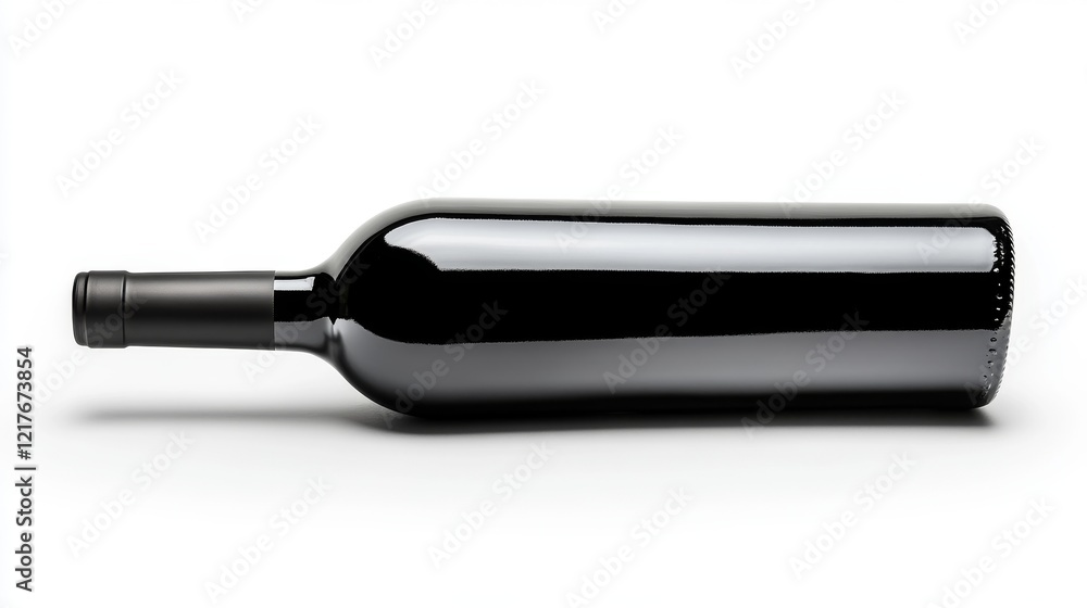 Sleek Black Wine Bottle on White Background Sleek Black Wine Bottle on White Background