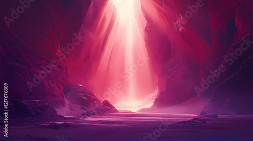 Stunning view of the light beams in antelope canyon, arizona, illuminating the red sandstone walls. Radiant Canyon. Illustration photo