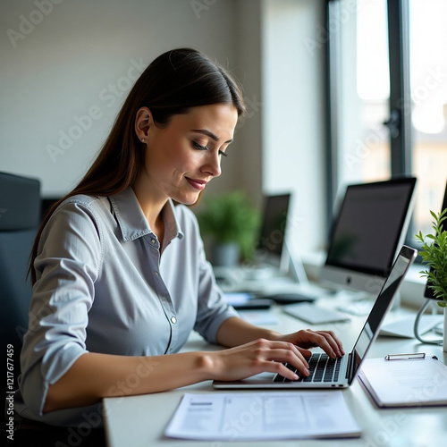 businesswoman working on laptop