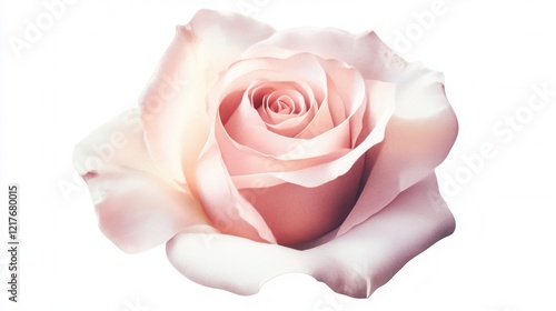 Exquisite Pale Pink Rose Blossom Soft Petals Romantic Flower Close Up Macro Photography