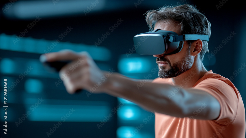 Engaging in virtual reality exploration with a headset