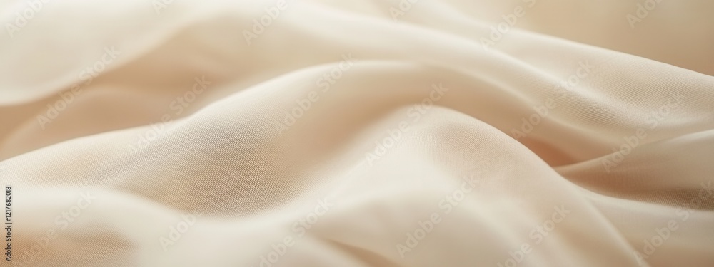 Fototapeta premium Elegant Draped Beige Silk Fabric Texture Background