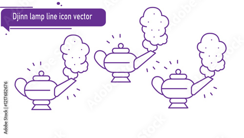 Djinn lamp line icon vector