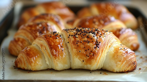 Freshly baked pastries on a wooden surface with soft candlelight ambiance