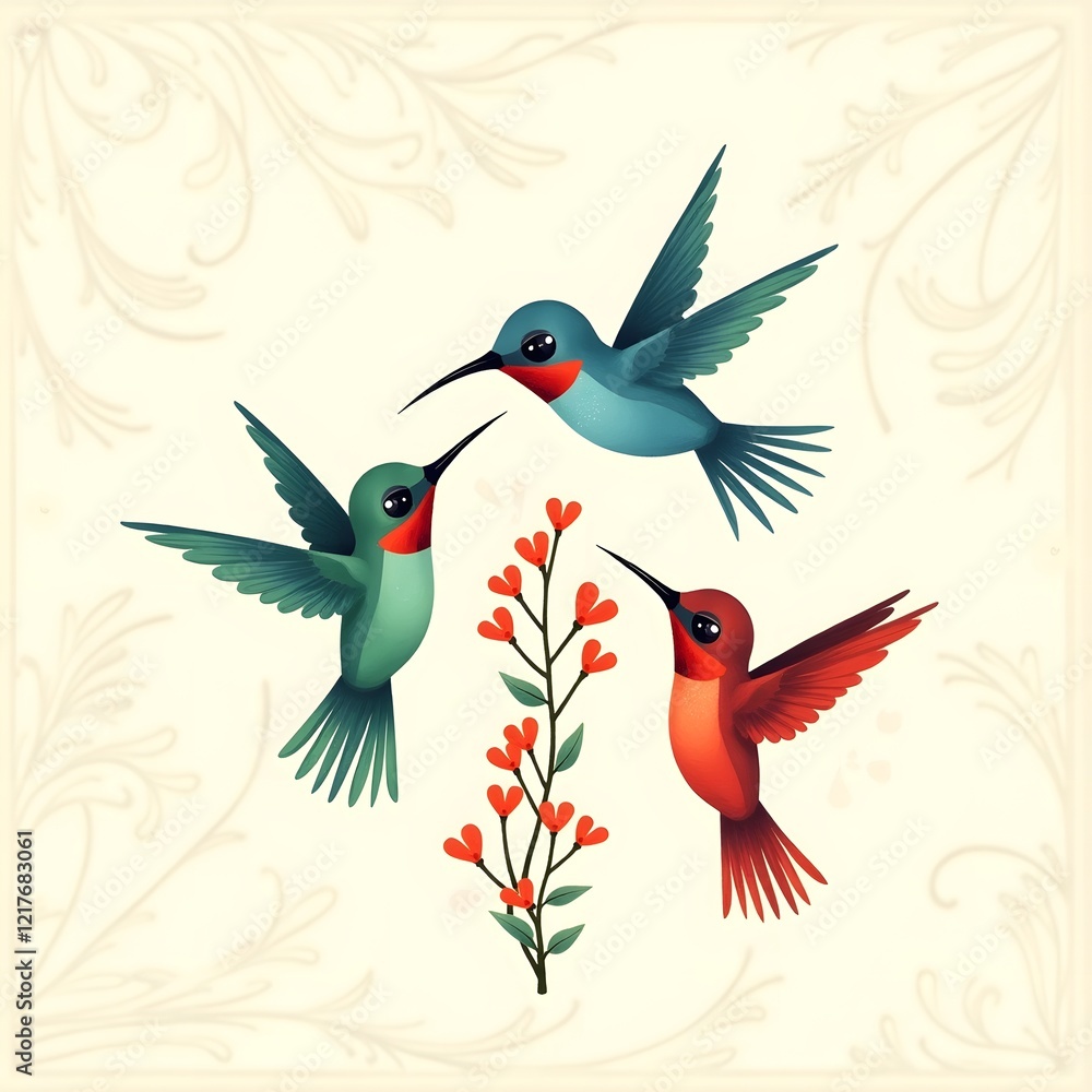 Obraz premium Stylized Hummingbirds image