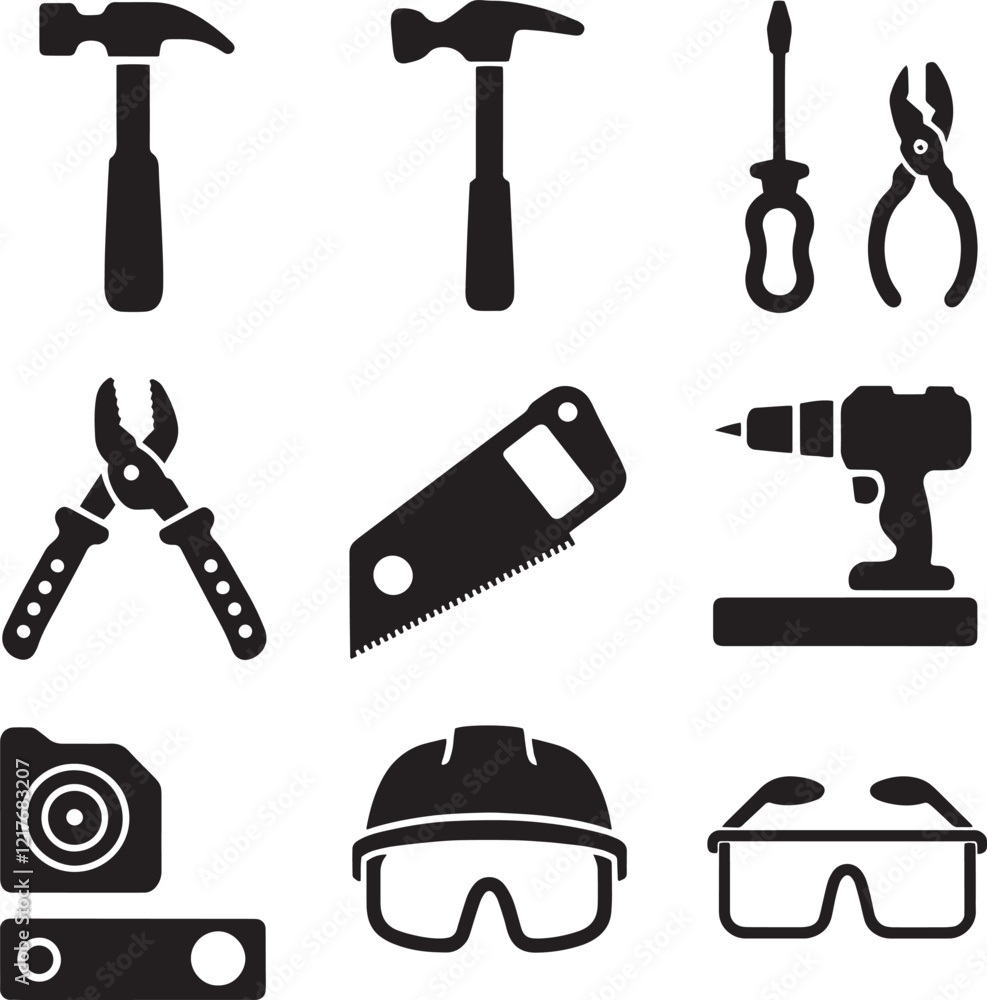 Tools and Service icons set. Wrench, screwdriver and gear icon. Screwdriver and wrench glyph icon. Settings and repair, service sign - stock vector. Tools and Service icons set. Wrench, screwdriver and gear icon. Screwdriver and wrench glyph icon. Settings and repair, service sign - stock vector.
