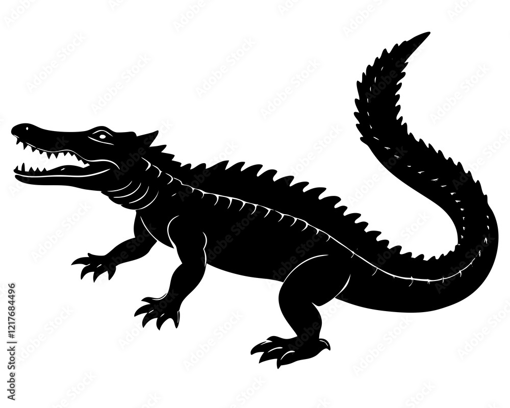 crocodile black silhouette vector, Simple silhouette Design vector icon with white background. Wild Animal Vector. crocodile black silhouette vector, Simple silhouette Design vector icon with white background. Wild Animal Vector.