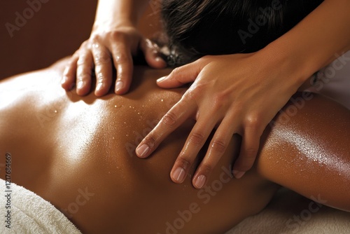 Wallpaper Mural Massage therapist works on back muscles to provide relaxation and relief in a serene environment Torontodigital.ca