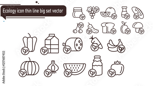 Ecology icon thin line big set vector