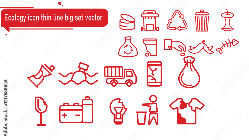Ecology icon thin line big set vector Ecology icon thin line big set vector