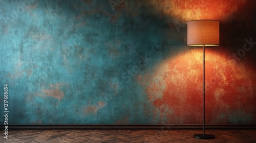 Modern floor lamp and indoor plant enhance cozy living room atmosphere in bri...