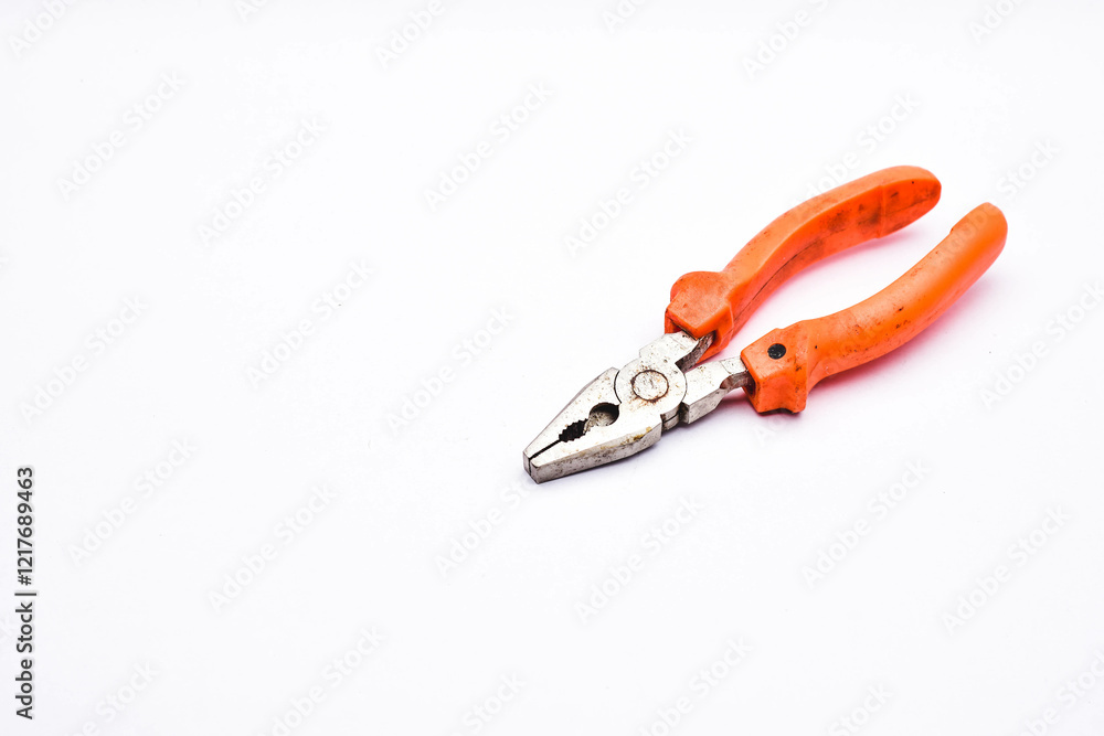 Pliers with orange handle isolated on white background Pliers with orange handle isolated on white background