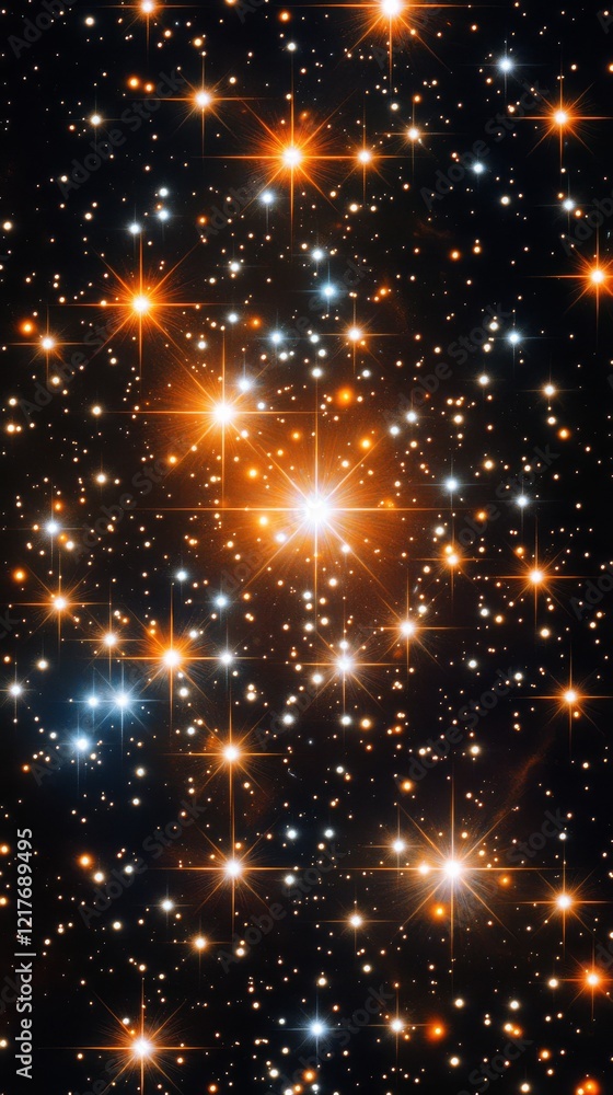 Fototapeta premium Celestial cluster revealing vibrant stars illuminated in deep space