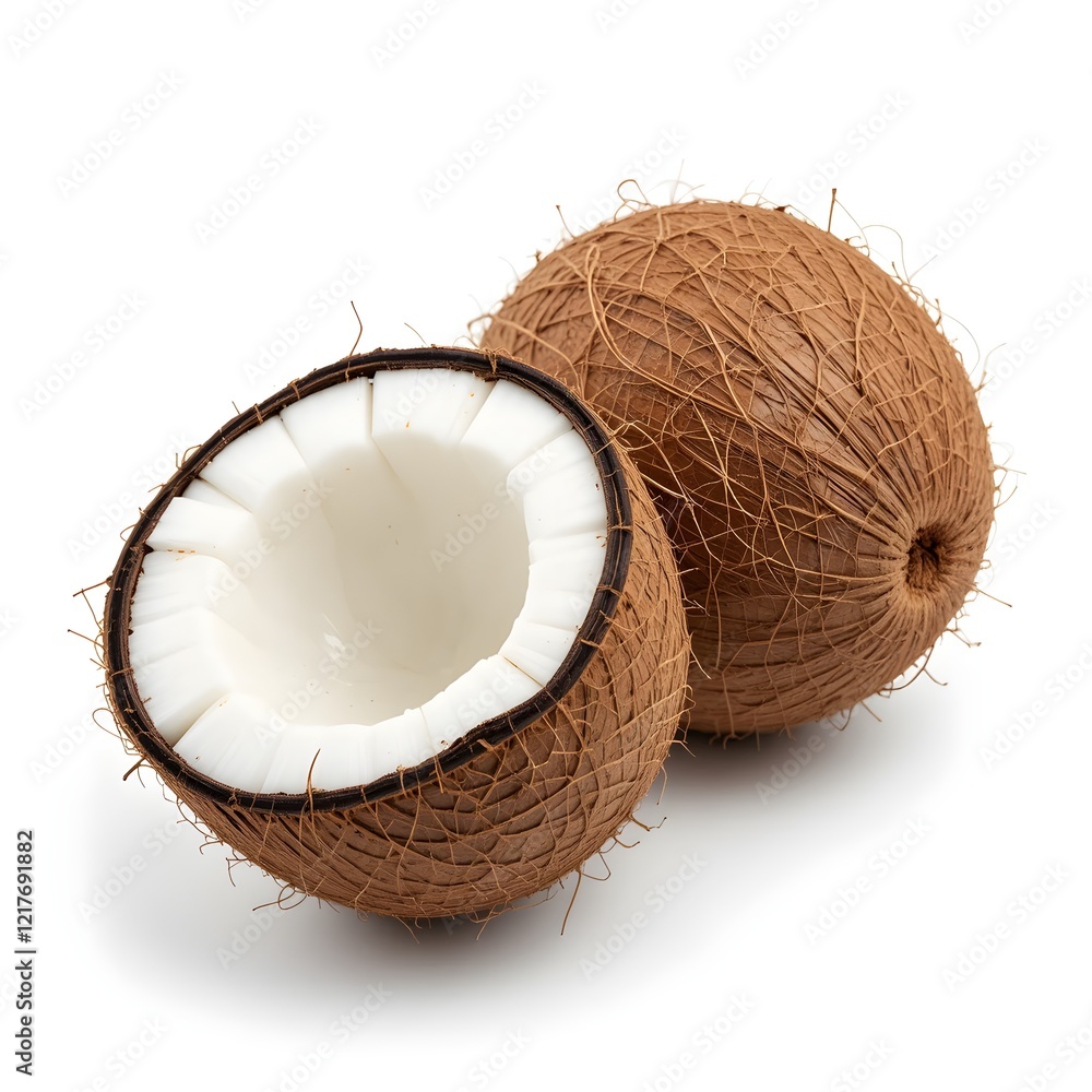 Fresh and Nutritious Coconuts Isolated on White Background: Tropical Fruit for Natural Hydration and Culinary Delights Fresh and Nutritious Coconuts Isolated on White Background: Tropical Fruit for Natural Hydration and Culinary Delights