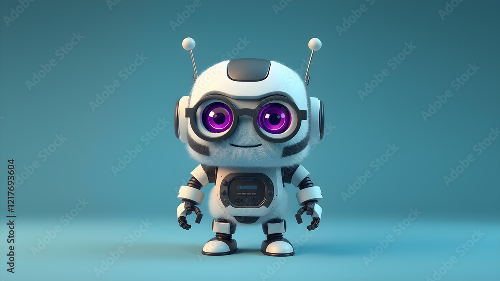 Cute furry robot illustration. Generative AI Cute furry robot illustration. Generative AI