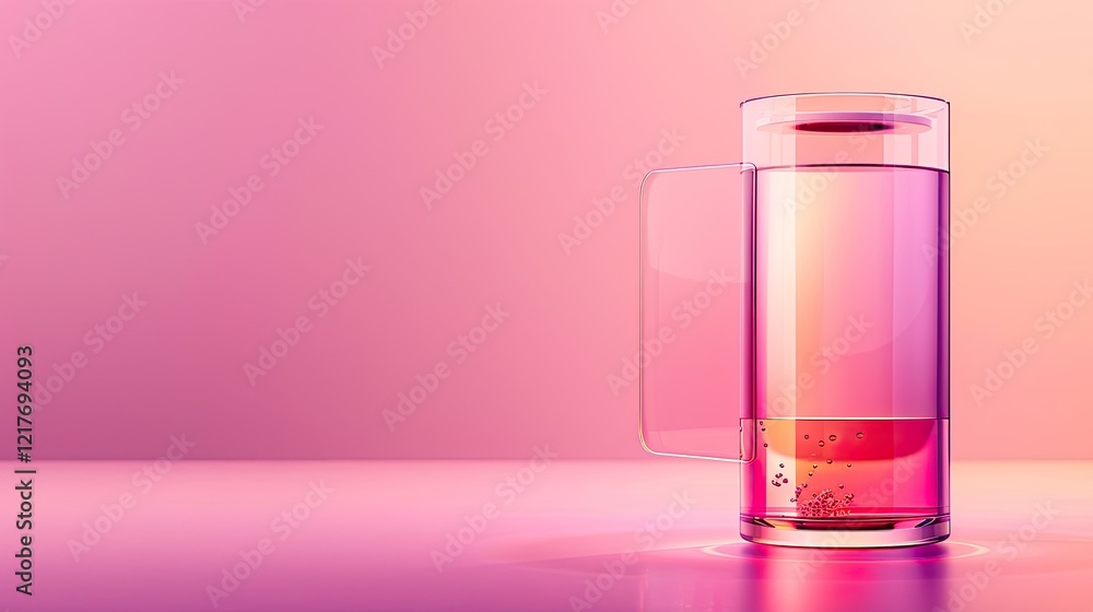 A pink gradient water bottle with a metal handle A pink gradient water bottle with a metal handle