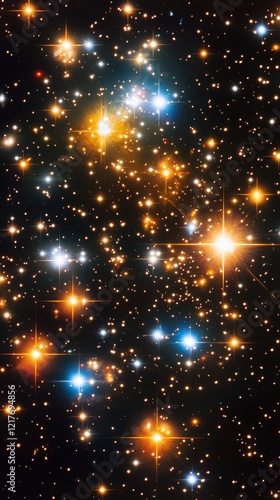 Celestial cluster revealing vibrant stars illuminated in deep space
