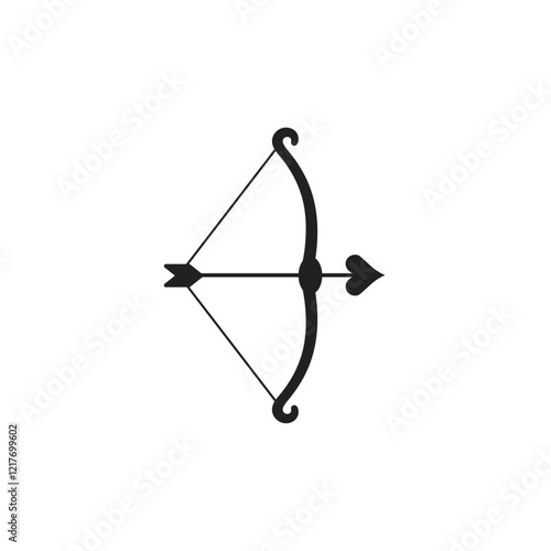 Minimalist Cupid Bow and Arrow Icon – Valentine’s Day Vector Illustration