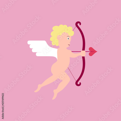 Valentine Cupid Vector Illustration with Bow and Heart Arrow – Romantic Love Design