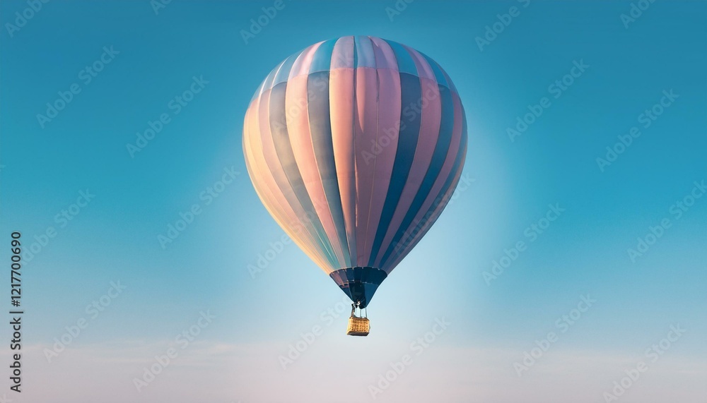 Fototapeta premium 뜨거운 공기 풍선이 떠오르는 모습, 고도가 높아질수록 풍선의 색이 점점 밝아지는 표현