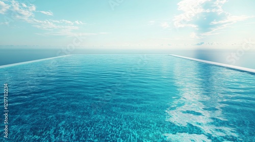 Calm ocean water reflecting sunlight during early morning hours at the horizon