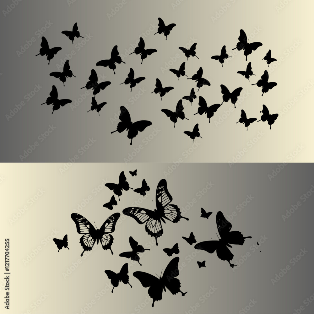 Fototapeta premium Flying black butterflies