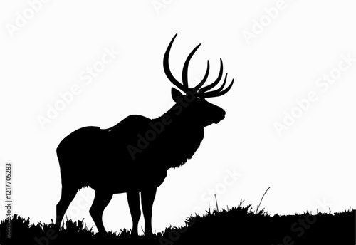 unique & creative A vector silhouette of a large bull elk bugling