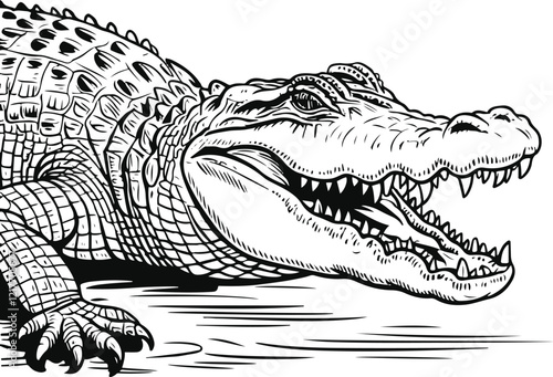 detailed and intricate line art illustration of an alligator unique textures and patterns of the alligator's skin 5.eps